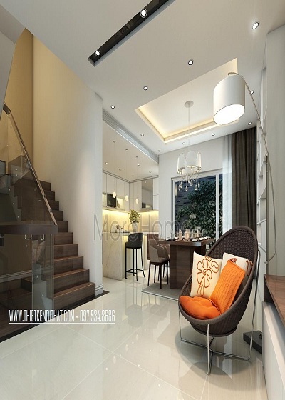 Cầu thang kính cường lực có tay vịn gỗ - CT 032